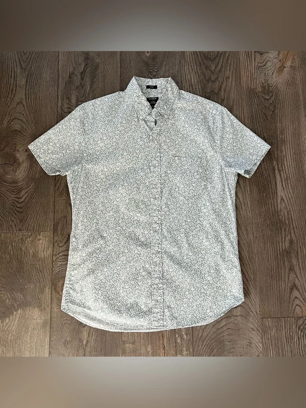 J CREW Men's Printed Slim Flex Short Sleeve Button Down Shirt Size M
